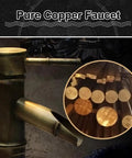 Close-up of a Pure Copper Faucet showcasing detailed craftsmanship and elegant design for a bathroom sink.