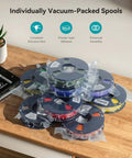 Clear PLA Filament Bundle 1.75mm Multicolor 4 Spools 250g Each Individually Vacuum Packed for 3D Printing on a table
