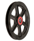 Heavy Duty Idler Pulley Replaces 6881 02 For Caddy 7 1/2 Commercial Fryers black steel wheel with red center