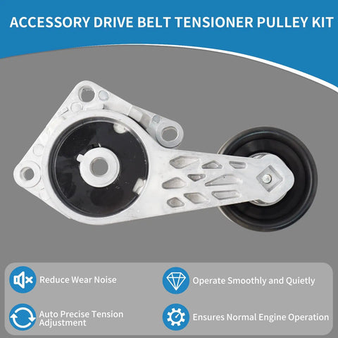 Hot Rod Level Engine Belt Tensioner And Idler Pulley Kit 38274 Replacement silver and black tensioner pulley kit