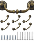 Antique Drop Bail Drawer Pulls 4.5 Inch Long 88mm Center To Center 3.5 Inch Vintage Bronze Cabinet Pull Handles For Dresser Cupboard Wardrobe Kitchen Door Pack Of 6 Durable Zinc Alloy Construction With Shabby Chic Finish