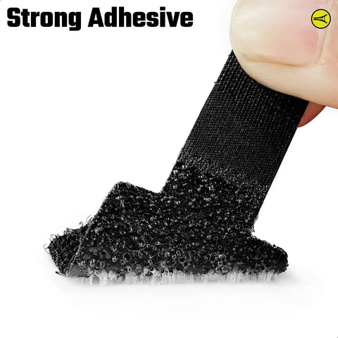 Close-up of strong adhesive on Adjustable Reusable Cable Management Kit 40 Pcs Pro Grade With 3 Inch Straps for neat desk setup.
