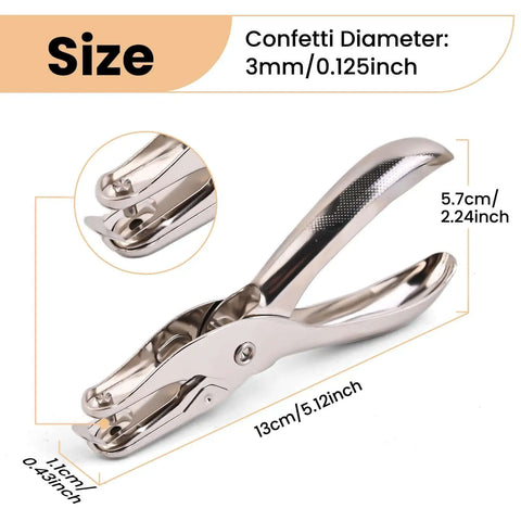 Seventeen Piece One Eighth Inch Circle Hole Punch Set durable metal construction for DIY crafts, scrapbooks, and classroom projects.