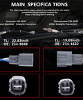 Diagram showing Toyota Camry And RAV4 Oxygen Sensor 2 Pack Plug-And-Play Upstream Downstream O2 Sensor Set specifications.