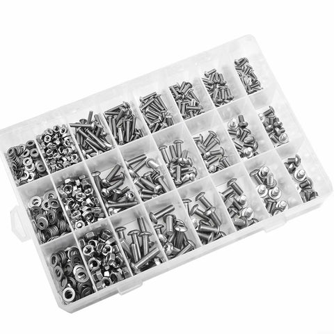 900 Piece Stainless Steel Screw And Nut Kit With Washers For M3 And M5 Hex Button Head Bolts Nuts And Hardware Assortment For Home Repairs