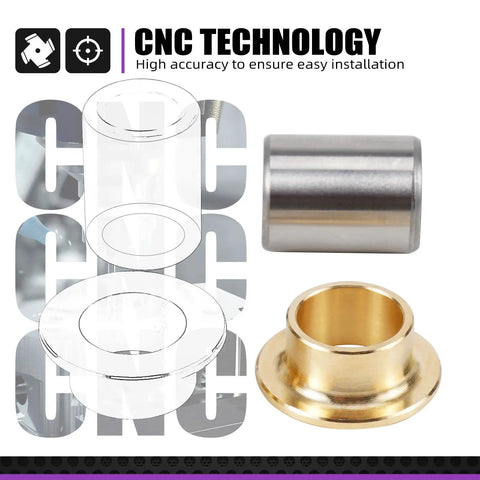 Beefed Up Brass Rear Swingarm And Frame Hole Bushings Kit For Motorcycles Self Lubricating And Low Friction Replacement For Oil Free Or Low Oil Rides Long Lasting Performance And Easy Install For A Smoother Ride. CNC brass motorcycle bushing and spacer kit