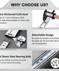 Heavy Duty Drawer Slides No Lock Easy Install Silver For Kitchen Cabinets And Home Use Boss Level Smooth Glide Steel Rails Durable Household Drawer Mounting And Quiet Operation, 1.5mm cold steel slide detail