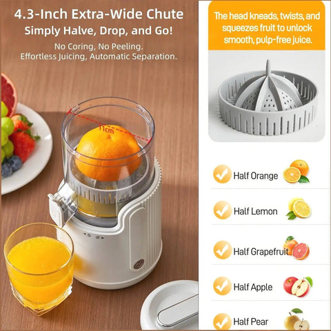 Cordless Electric Citrus Juicer For Lemons And Oranges With Rechargeable Battery One Touch Lemon Squeezer Portable Kitchen Orange Presser No Peeling Required For Fresh Juice On The Go with wide chute and orange.