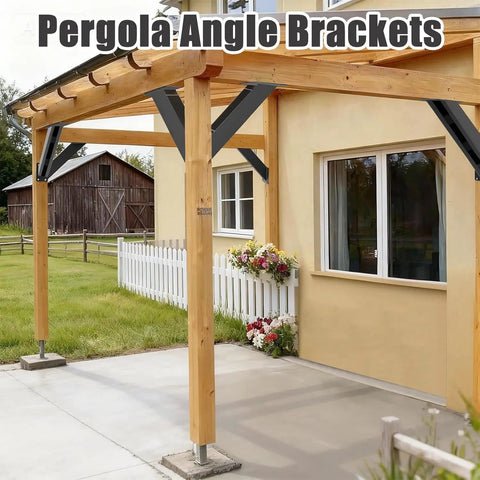 45 Degree Angle Pergola Bracket Kit With Inside Corner Braces For Wood Posts, Ideal For Pergolas Gazebos Patios And Tree Houses, Six Pack Heavy Duty Weather Resistant Post Support Brackets For No Fuss Easy Install