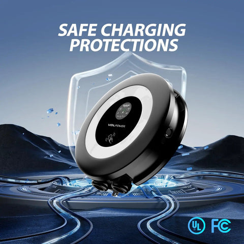 Level 2 EV Charger 40A 9.6kW Fast Wall Home Charging Station displayed with safe charging protections and UL certification.