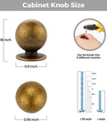 Antique Brass Round Cabinet Knobs 6 Pack, Dresser Hardware, Ball Style Kitchen Knob Set, dimensions and adjustable length details.