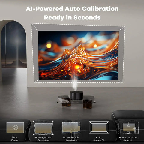 Ultra Bright 4K WiFi And Bluetooth Smart Projector With 60W Dolby Audio And AI Auto Focus For Indoor Outdoor Use