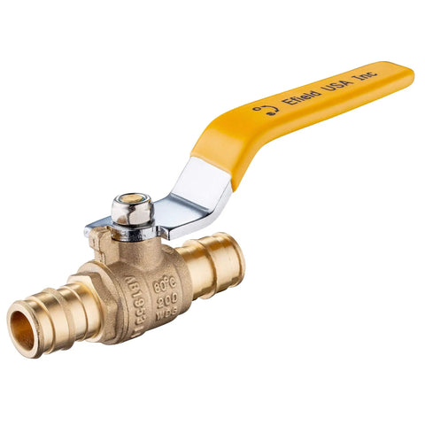 10 Pack 1/2 Inch Brass Ball Valve For Pex A Pipe Expansion F1960 Full Port Shut Off With Yellow Handle UPC Certified