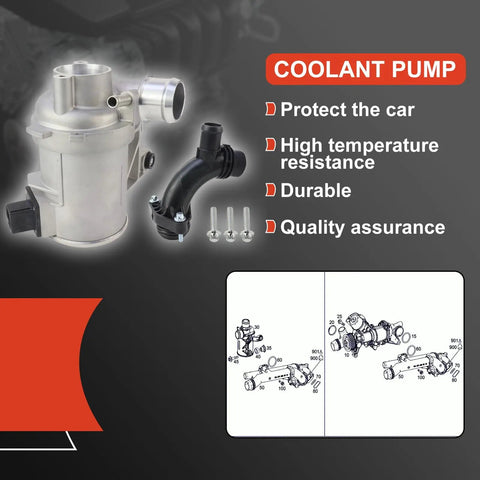 Beefy Coolant Water Pump For Mercedes Benz M274 Engine C Class E Class Glc Metris Sprinter replaces 2742000207 with hoses and bolts.