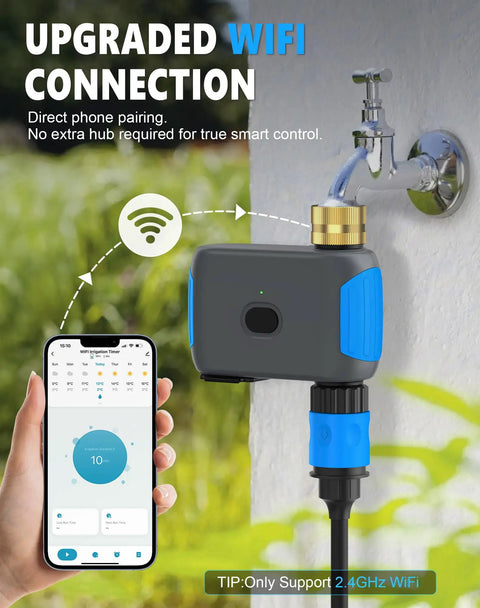 WiFi Hose Timer With App Control For Garden Irrigation Smart Bluetooth Water Timer No Hub Needed Works With Alexa And Google Digital Automatic Lawn Sprinkler System For Outdoor Yard 1 Outlet connected to faucet