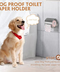 Cat Proof And Dog Proof Toilet Paper Holder Round Enclosed Wall Mounted Stainless Steel Brushed Nickel TP Roll Holder, Anti Cat Pet Proof Roll Keeper For Pets, Easy Mount Bathroom Accessory next to dog
