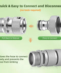 Solid Brass Garden Hose Quick Connector Kit Three Quarter Inch GHT Thread Fittings with Female and Male Adapters shown.