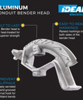 Ideal Electrical 74-032 Aluminum Bender Head For 3/4 Inch Conduit Pipe with raised markings and durable design.