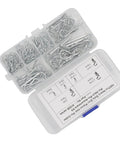Open case displaying Beefy Heavy Duty Stainless Steel Cotter Pin Clip Kit 100 Piece Assortment for secure bolt retention.