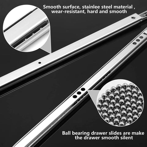 Heavy Duty 13.5 Inch Metal Drawer Slides With Ball Bearing Two Way Rails, Zinc Plated Cold Rolled Steel, smooth surface detail