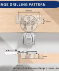 Hinge drilling pattern diagram for Heavy Duty Soft Close Cabinet Hinges 30 Pack Face Frame Half Inch Partial Overlay.