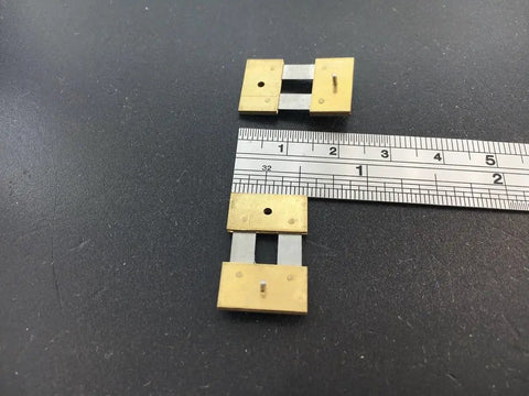 Replacement Part For Brass Clock Suspension Spring Set Of 2 DIY Clock Assembly Kit next to ruler showing size for easy build and repair