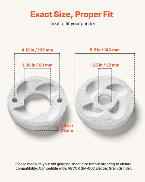 Two Pack Grinding Sheets For Electric Grain Mill Grinder Dry And Wet Grinding Discs Replacement Plates For GM002 Corn Spice Mill Built Tough Stainless Steel Easy Swap For Fresh Flavor, size chart