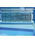 Inside view of Heavy Duty Modular Ice Maker With 275 Pound Storage Bin producing clear ice cubes efficiently.