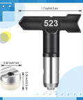 Close-up of 523 tip from 10 Piece Reversible Airless Spray Tips Set with Tungsten Carbide Nozzles, paint sprayers accessory.