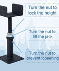 Heavy Duty U Shaped Floor Jacks 4 Pack Adjustable Steel Teleposts showing height adjustment mechanism and instructions.
