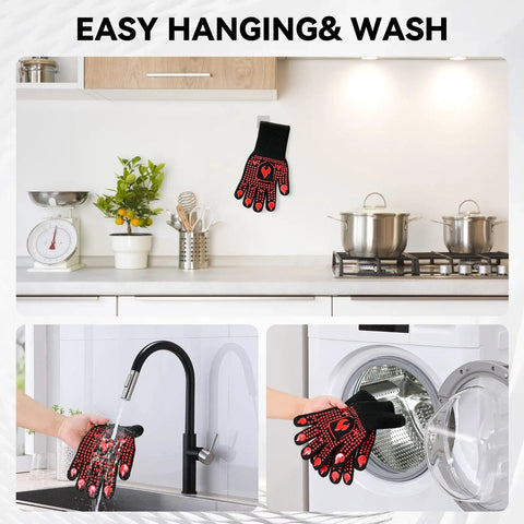 Heavy Duty Silicone Grill Gloves And Oven Mitts For BBQ Boss Level Heat Resistance Up To 1472 Fahrenheit Fireproof Non Slip Red