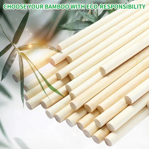 Hassle Free Pack Of Thirty Bamboo Dowel Rods And Wooden Craft Sticks Measuring Quarter Inch By Eight Inches Unfinished Natural Poles.