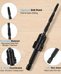 13 Piece Countersink Drill Bit Set With One Quarter Inch Hex Shank And Magnetic Extension Bit Holder For Woodworking, displayed with details on drill point, material, and shank size.