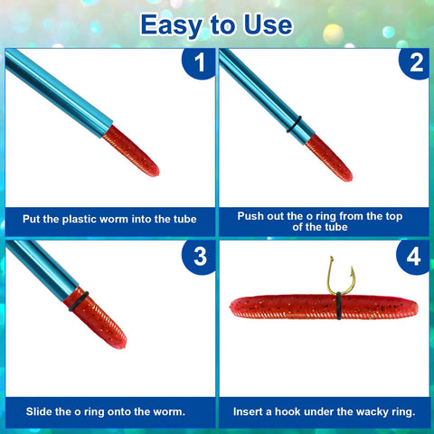 Step-by-step use of Dual Wacky Rig Tool Set With 320 Elastic O Rings And Wacky Worm Rig Kit for bass fishing