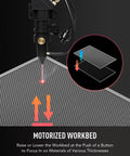 Close-up of motorized workbed in 60W CO2 Laser Engraver With LightBurn 28 By 20 Inch Engraving And Cutting Machine