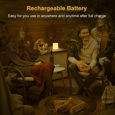 Group enjoying around Touch Control Night Light Rechargeable Bedside Lamp With Dimmable Warm White 2800K 3100K And RGB