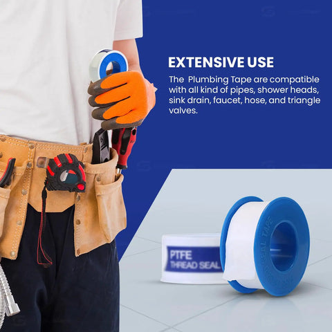 One Half Inch By Five Hundred Twenty Inch PTFE Thread Sealant Tape For Leak Proof Pipe Threads Water And Gas Line Plumbing Tape