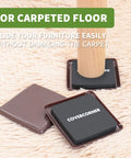 Eight Pack Three And A Half Inch Square Furniture Sliders for carpet under furniture leg on carpeted floor