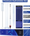 Hydrometer Alcohol Meter Kit 0 to 200 Proof and 0 to 100 Tralle With Test Jar Alcohol Proof Tester For Liquor Moonshine Spirits and Distilled Beverages Easy Home Proofing Tool For DIY Enthusiasts With Precise Readings And Quick Results. Kit with glass test jar, alcohol hydrometer, brush, cloth, case