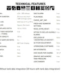 Technical features of Quad Ci Wrist Dive Computer With Customizable ZH-L16C Algorithm for divers
