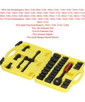 Heavy Duty Socket Set With One Half Inch Ratchet Drive And Eight To Thirty Two Millimeter Sockets in yellow case open view