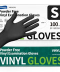 Vinyl Disposable Exam Gloves Black 4 Mil Powder Free Latex Free Medical Food Safe Cooking Cleaning Gloves 100 Pcs Small