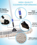 Real Deal Industrial Cotton Dust Mop With Adjustable Steel Handle For Hardwood Tile Laminate Vinyl Epoxy Floors Hella Absorbent features 180-degree swivel and steel pole adjusting 24-59 inches.