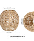Vintage Rattan Pendant Light Shade Set For Home Cafe And Teahouse Decor, handwoven wicker basket, 5.9x5.5 inches