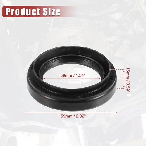 Crankshaft seal for transfer case output shaft, black rubber, 39mm ID x 59mm OD x 15mm thick, fits Toyota 4Runner 1995–2009