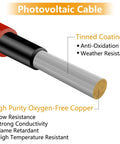 Beefy 15ft Black And Red 10AWG 6mm2 Solar Panel Extension Cable Set Of 2 Tinned Copper Wire with Anti-Oxidation Coating