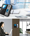 Real Deal Offline Time Clock For Small Business Crews Effortless Hours Tracking And Quick Usb Exports on a desk with dimensions 6.3x5.1 inches.