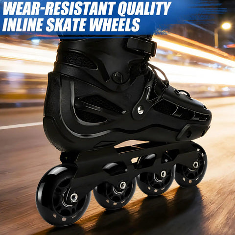 Skater using 8 Pack 76mm 84A Inline Skate Wheels With ABEC 7 Bearings Replacement Roller Skates for smooth ride