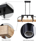 Three Light Metal Pot Hanging Chandelier With Wood Grain Finish Dope Rustic Farmhouse Ceiling Pendant For Kitchen Island details