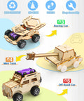 Five In One STEM Car Kit Set For Kids Ages 8 To 12 Wooden 3D Puzzle Model Cars Racing Car, Mini Tank, Off Road Car